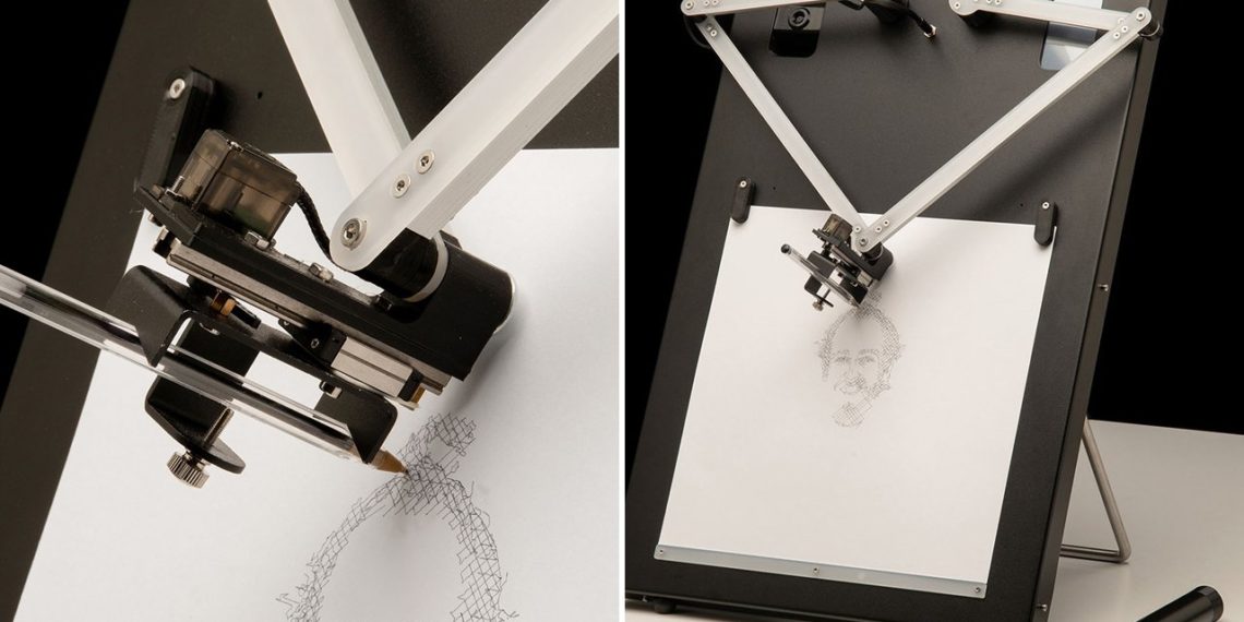 This automated robotic arm is actually an unconventional photo booth that draws your portrait!