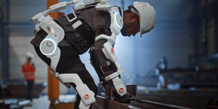 Back pain reducing exoskeleton for e-commerce workers