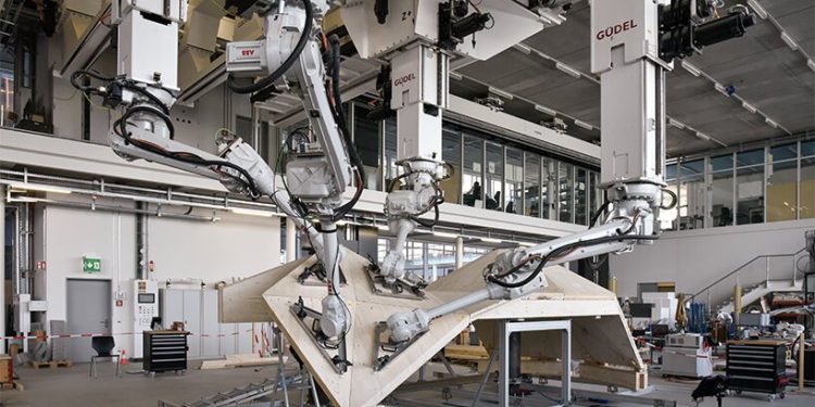 the semiramis hanging garden by ETH zurich is being built by robots