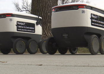 Robots delivering food on SDSU campus