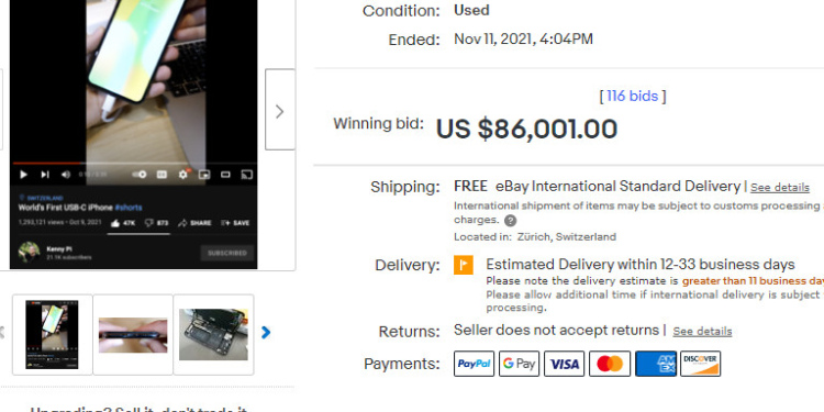 World’s first USB-C iPhone sells on eBay for $86,001