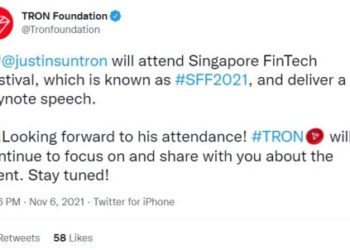 TRON Founder Justin Sun Confirms Attendance at Singapore FinTech Festival 2021 | Taiwan News