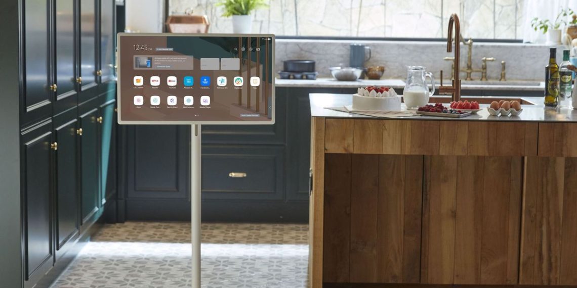 LG made a battery-powered TV that you can wheel around on a stand