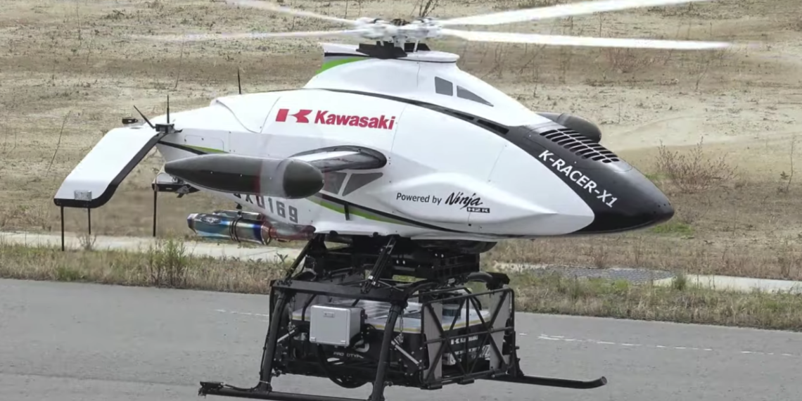 Kawasaki’s supercharged cargo copter tests robotic ground crew