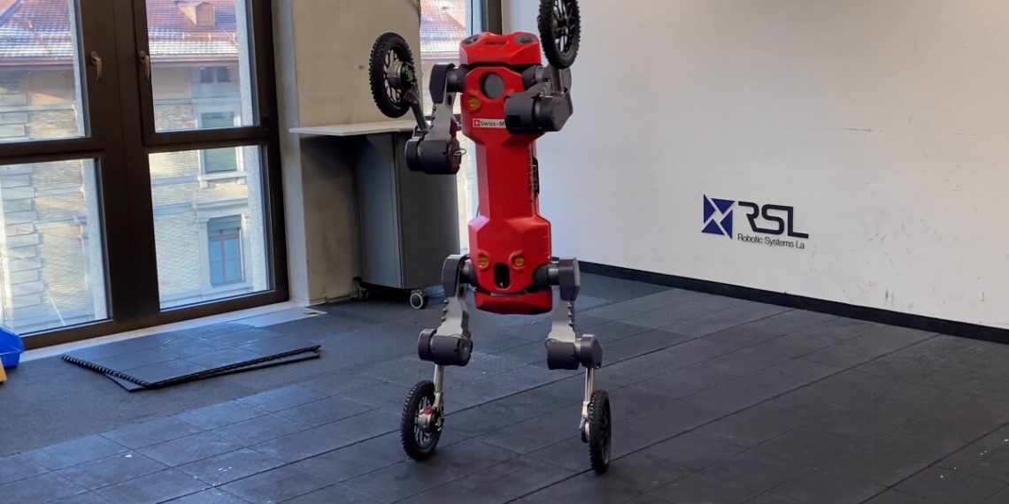 Wheeled, legged quadruped robot is now set to stand and deliver