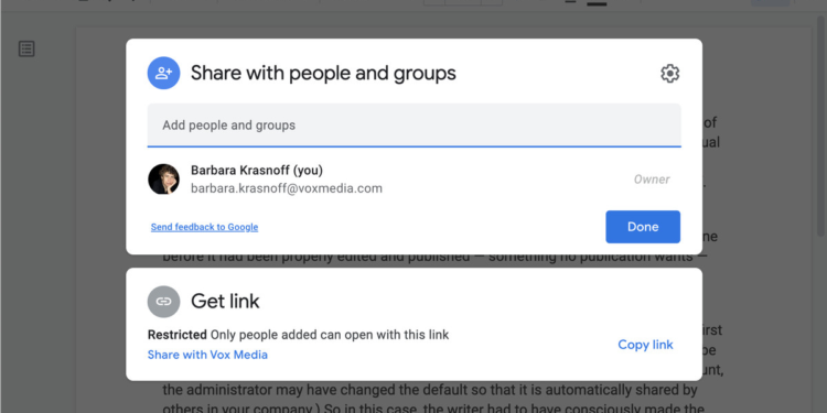 How to share a Google Doc privately