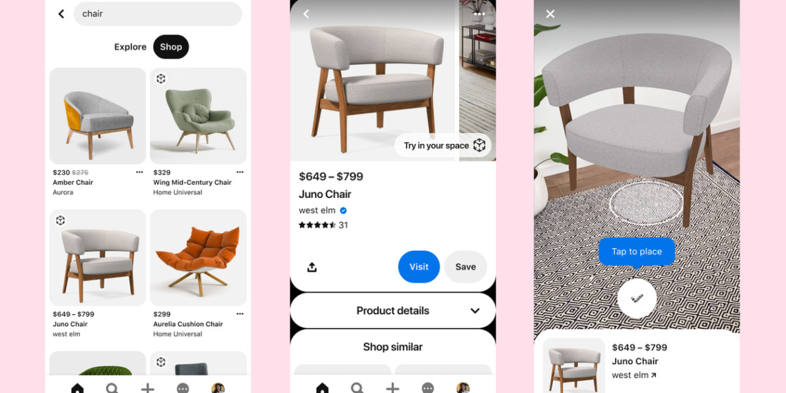 Pinterest will let you use AR to preview furniture from Walmart, West Elm, and more