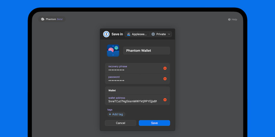 1Password now lets you easily store crypto wallet details