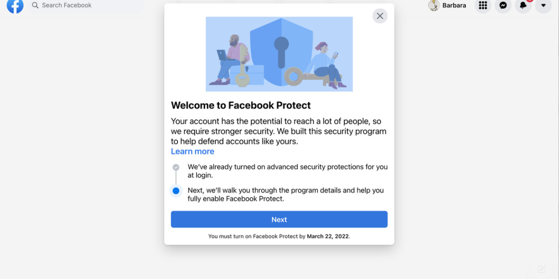 How to turn on Facebook Protect