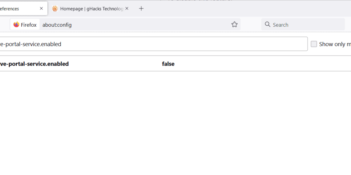 How to disable Firefox’s Captive Portal test connection on startup