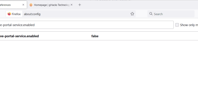 How to disable Firefox’s Captive Portal test connection on startup