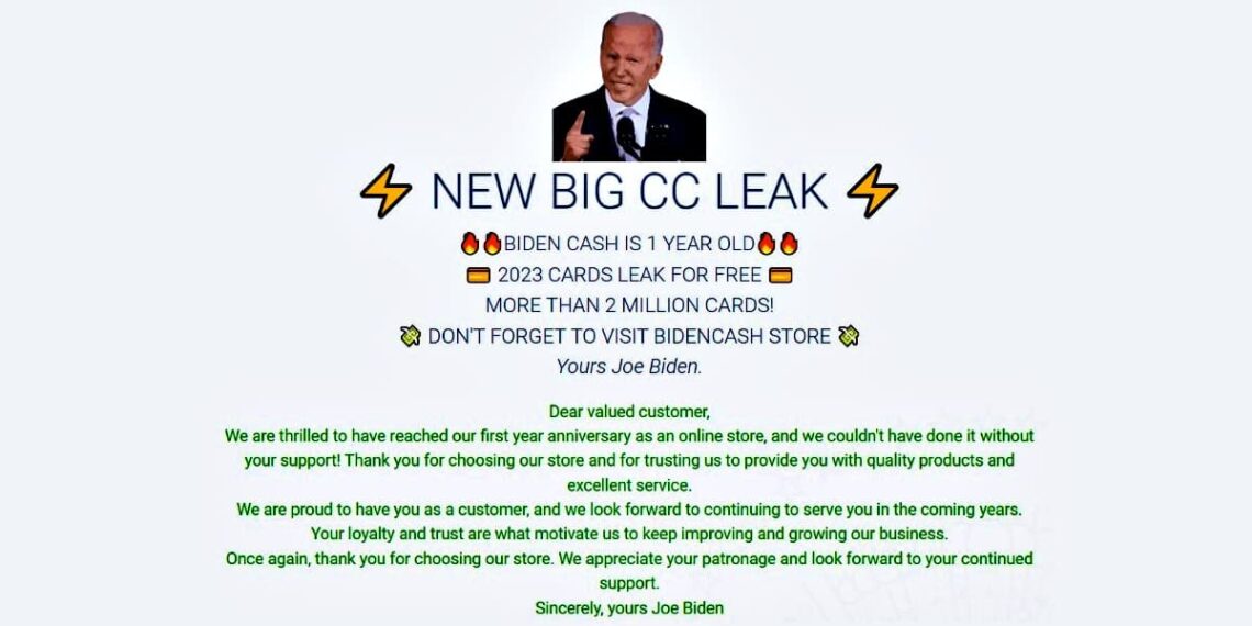 BidenCash Market Leaks 2M Credit Cards in Birthday Blitz