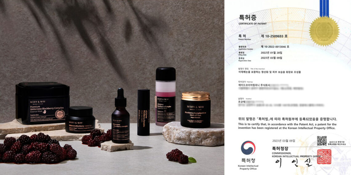 Mary&May acquired a patent for ‘Cosmetic Composition for Antioxidant and Skin Moisturizing’