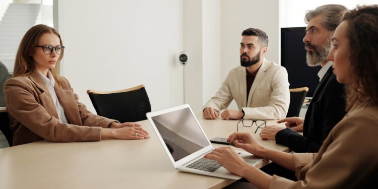 group of people having a meeting